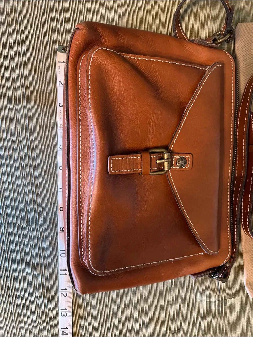 Patricia Nash Cognac Leather Crossbody with Buckle Detail and Matching Wallet